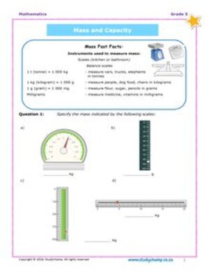 cover image of Grade 5 Maths Workbook: Measurement, Mass and Capacity